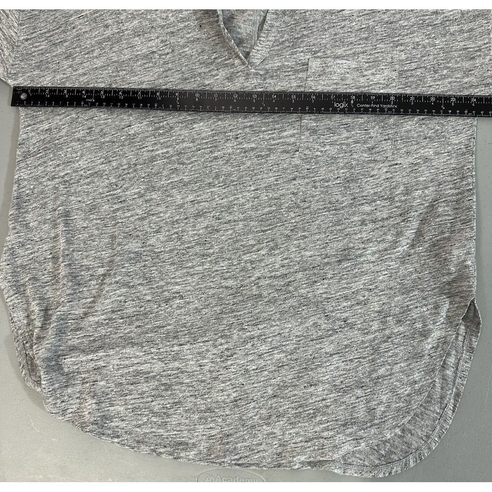 Banana Republic V Neck Linen Pullover Top Womens Large Grey Long Sleeve Pocket - Picture 11 of 12